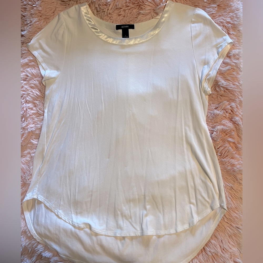 Alfani short sleeve satin-like collar